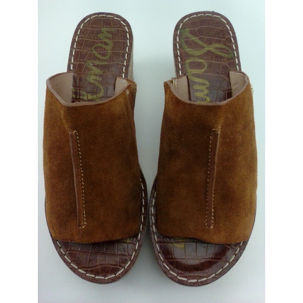 Sam Edelman Ranger Cork Platform Open Toe Suede Top Logo Slip -On Sandals 7.5 - Picture 9 of 9